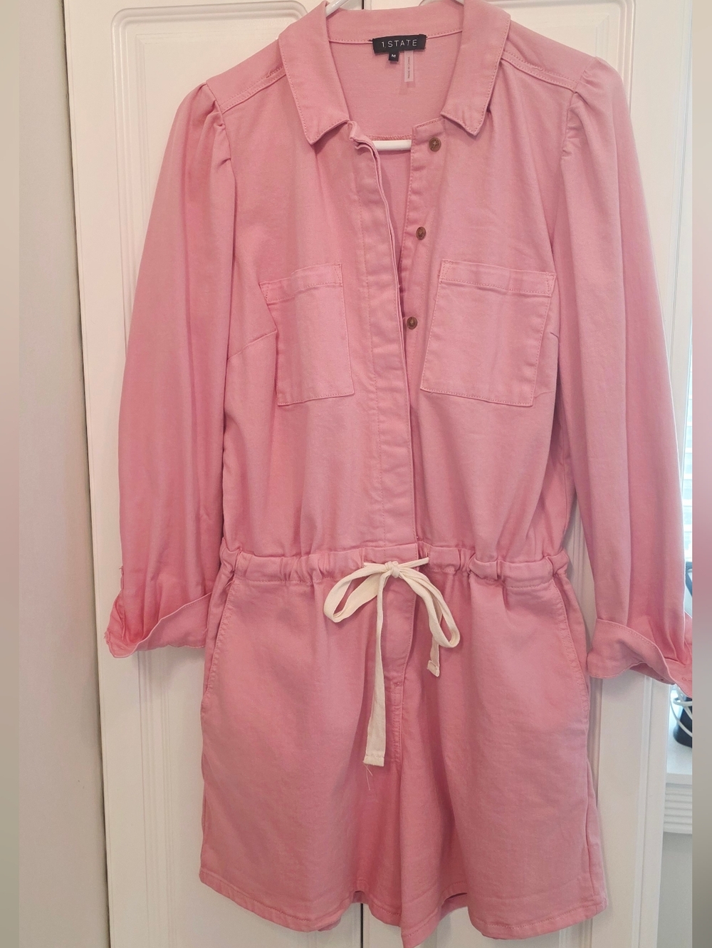 Blush Romper with Drawstring Waist - Picture 2 of 6